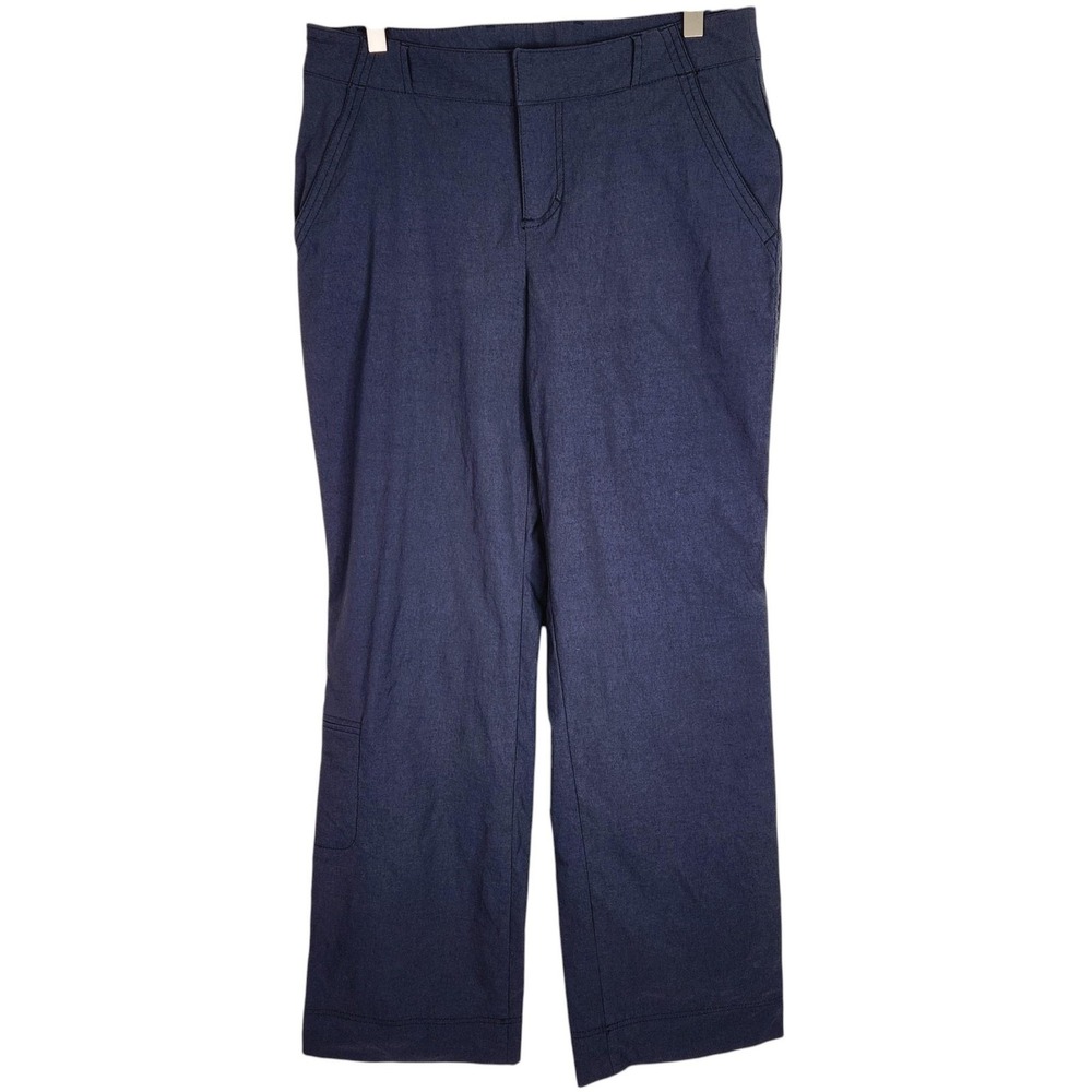 ATHLETA Pants Womens 8 Navy Blue Wide Straight Leg Hiking Zip Pocket Stretch